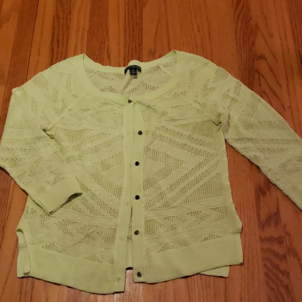 American Eagle Neon green open weave knit sweater
